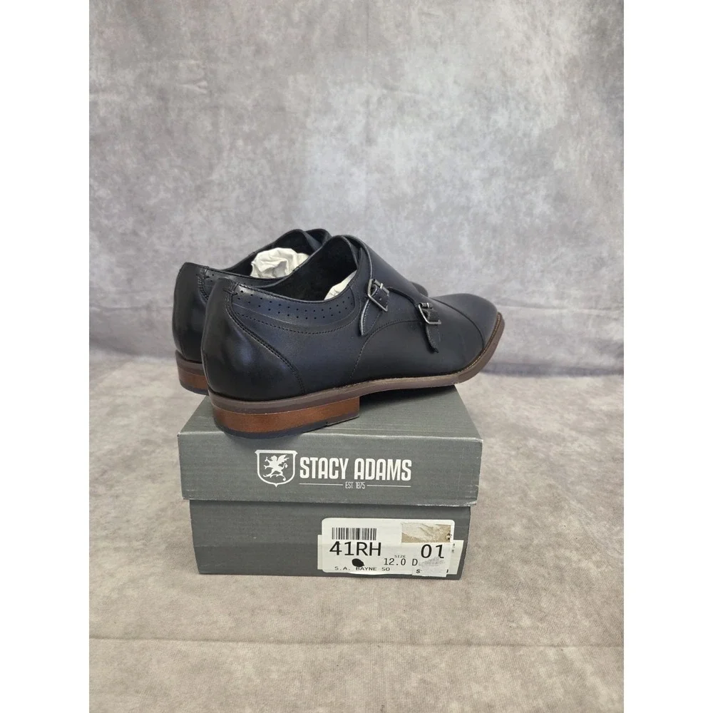 Stacy Adams Mens SZ 12D Nvy Dress Shoes Bayne SO - Picture 6 of 6